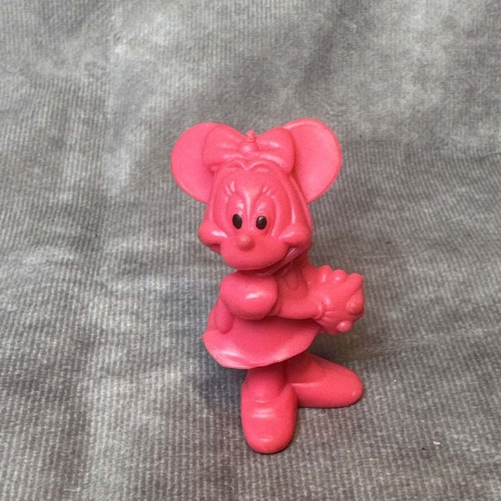 Vintage 1970's Walt Disney HOT PINK Rubber Figure Minnie Mouse PVC Vinyl Toys